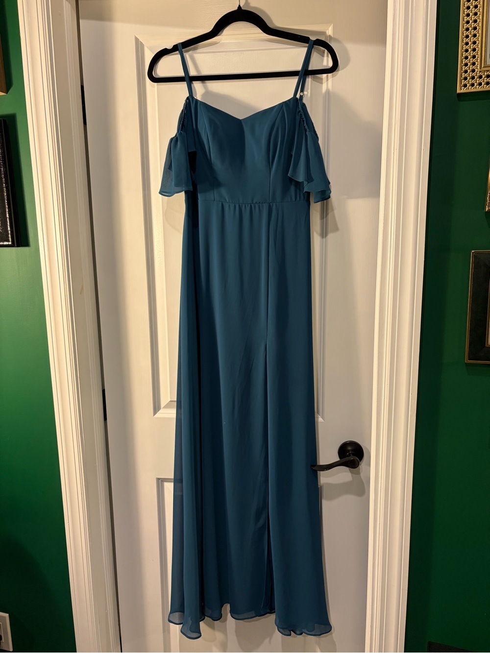 Ever-Pretty Teal Off-Shoulder Chiffon Size 0 Maxi Bridesmaid Dress